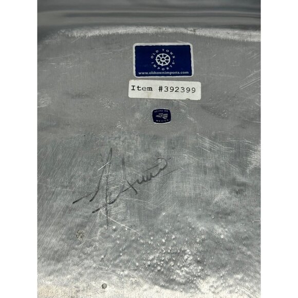 pewter 16" square tray lip old town imports centerpiece made Mexico signed READ - Picture 9 of 10